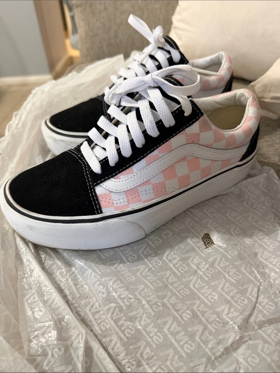Vans Shoes - Vans Old Skool Black with Pink & White Checkerboard Low Top Sneakers